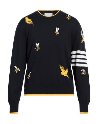 THOM BROWNE THOM BROWNE MAN SWEATER MIDNIGHT BLUE SIZE 3 WOOL, COTTON 
