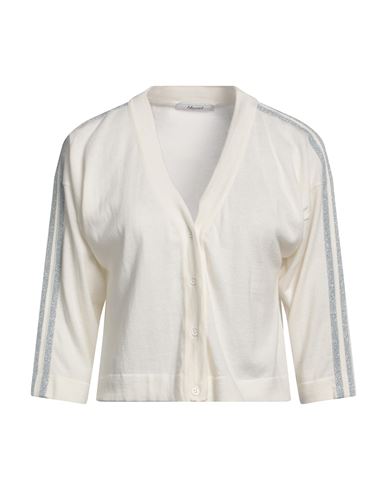 Blugirl Blumarine Woman Cardigan Ivory Size 4 Cotton, Viscose, Polyester, Metallic Polyester In White
