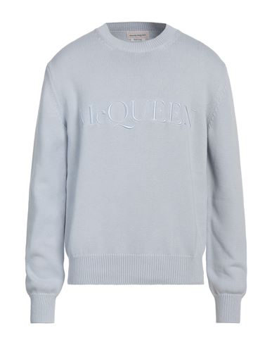 Alexander Mcqueen Man Sweater Sky Blue Size Xl Cotton, Viscose, Polyester