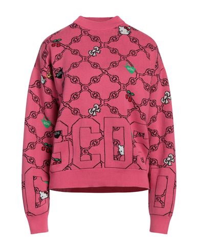 Gcds Woman Sweater Fuchsia Size L Cotton In Pink