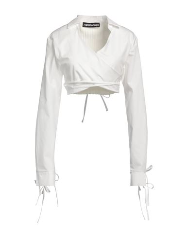 Shop Andreädamo Andreādamo Woman Wrap Cardigans Off White Size M Cotton, Viscose, Polyester, Polyamide, Elastane