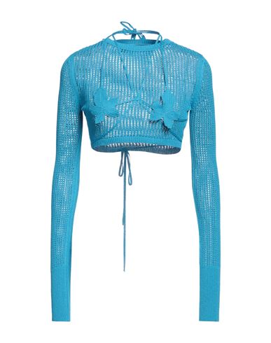 Andreädamo Andreādamo Woman Sweater Azure Size M Viscose, Polyester, Polyamide, Elastane In Blue