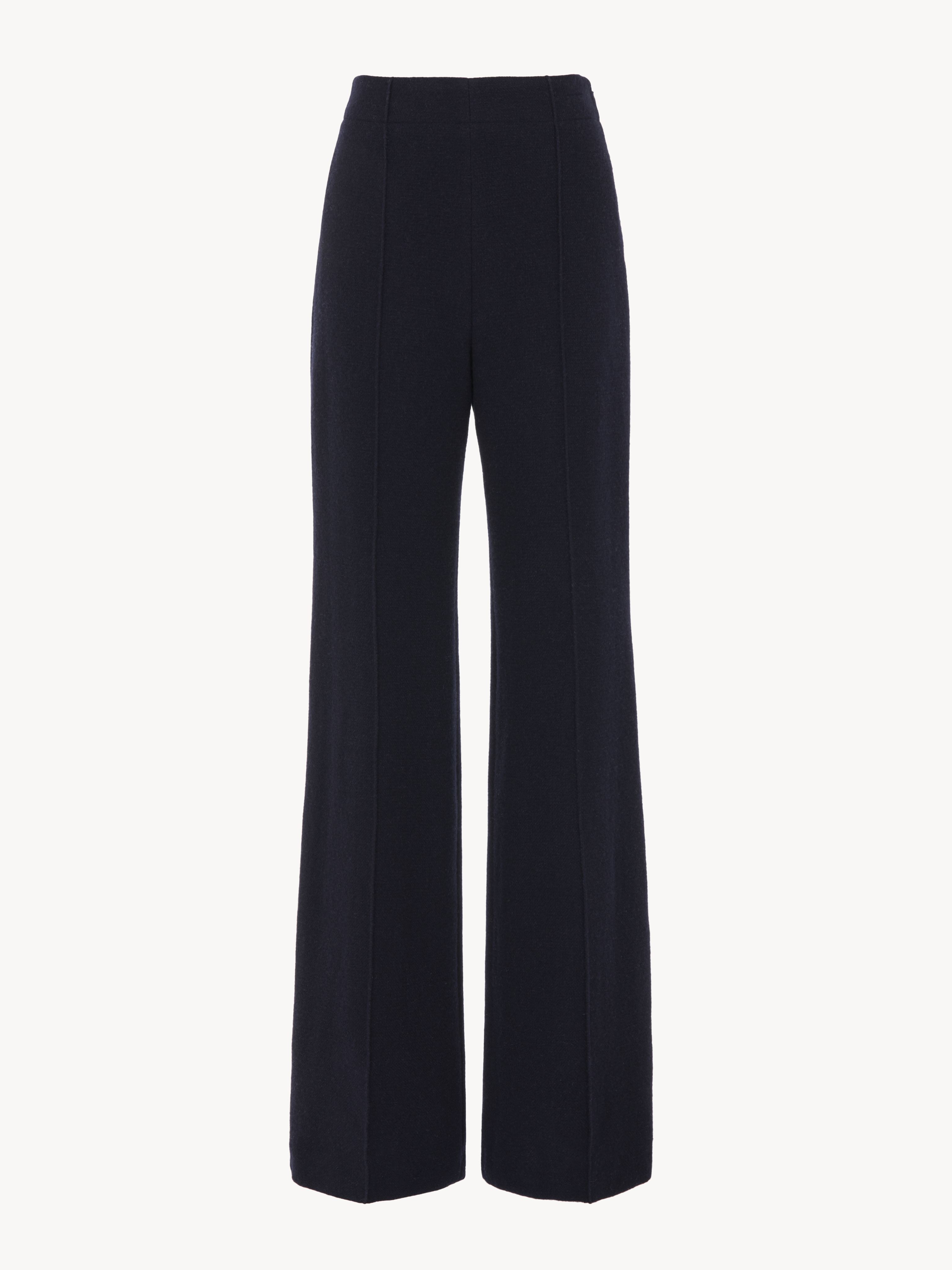 Chloé Wide-leg Trousers Blue Size 10 50% Virgin Wool, 50% Cashmere In Bleu