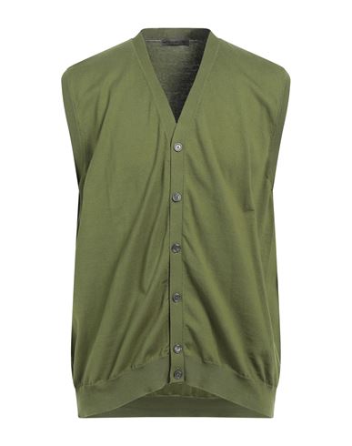 Shop +39 Masq Man Cardigan Military Green Size 48 Organic Cotton