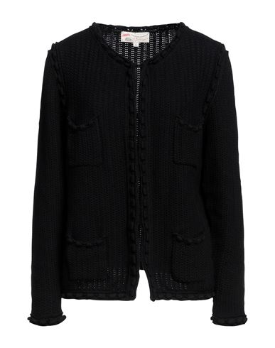 Maison Common Woman Cardigan Black Size Xl Cotton, Pbt - Polybutylene Terephthalate
