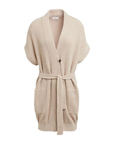 Shop Brunello Cucinelli Woman Cardigan Sand Size M Cotton, Polyester In Beige