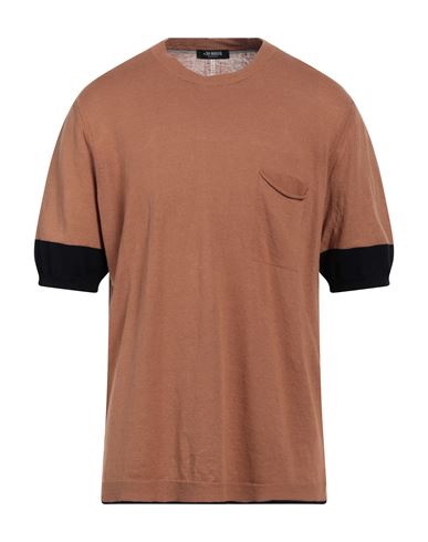 Shop +39 Masq Man Sweater Camel Size 46 Linen, Cotton In Beige