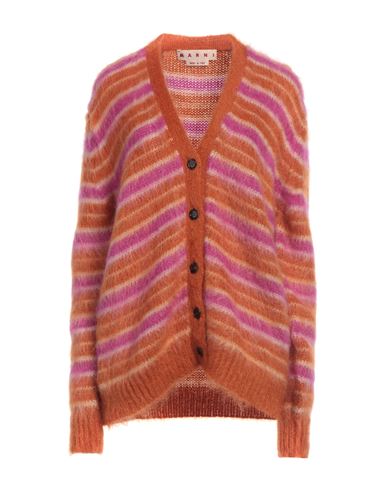 Marni Woman Cardigan Orange Size 8 Mohair Wool, Polyamide, Wool
