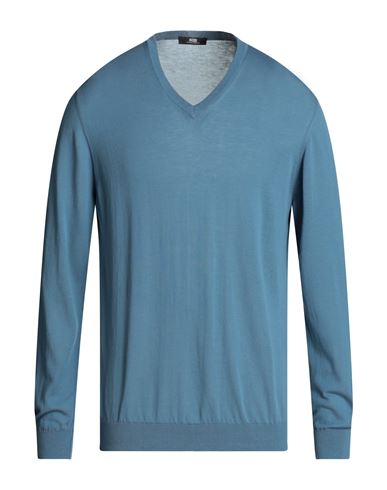 Alpha Studio Man Sweater Slate Blue Size 42 Sea Island Cotton