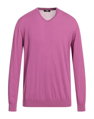 Alpha Studio Man Sweater Mauve Size 46 Sea Island Cotton In Purple