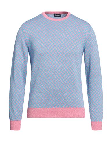 Drumohr Man Sweater Turquoise Size 40 Cotton, Linen In Blue