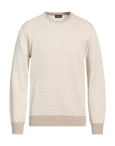 Drumohr Man Sweater Beige Size 42 Cotton, Linen