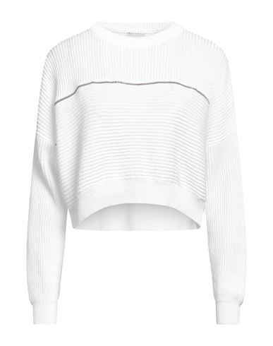 Brunello Cucinelli Woman Sweater White Size Xxl Cotton, Brass
