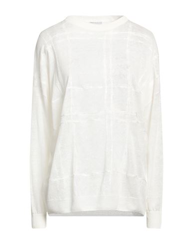 Brunello Cucinelli Woman Sweater Ivory Size Xxl Linen, Polyamide In White