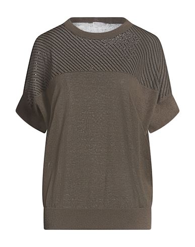 BRUNELLO CUCINELLI BRUNELLO CUCINELLI WOMAN SWEATER MILITARY GREEN SIZE L LINEN, POLYAMIDE, POLYESTER 