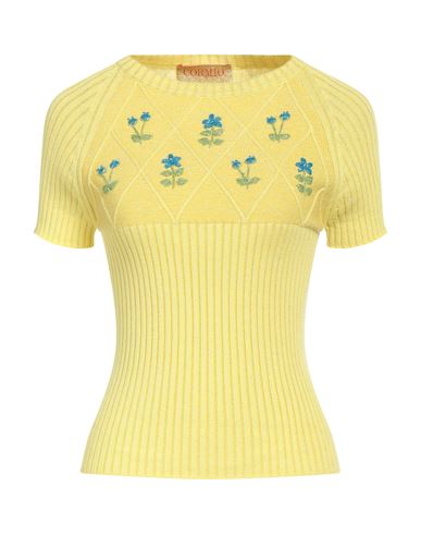 Shop Cormio Woman Sweater Yellow Size 6 Cotton, Viscose, Polyamide, Metallic Fiber
