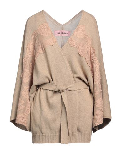 Pink Memories Woman Cardigan Khaki Size 6 Cotton, Acrylic, Polyamide In Beige