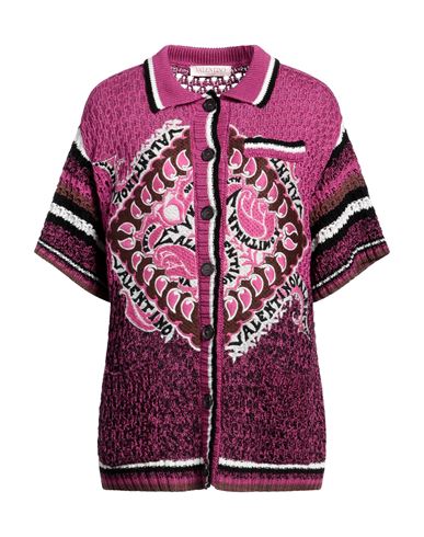 Valentino Garavani Woman Cardigan Fuchsia Size Xs Cotton, Acrylic, Wool In Pink