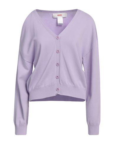 Mvm Woman Cardigan Lilac Size 8 Viscose, Polyester In Purple