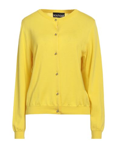 Boutique Moschino Woman Cardigan Yellow Size 12 Virgin Wool