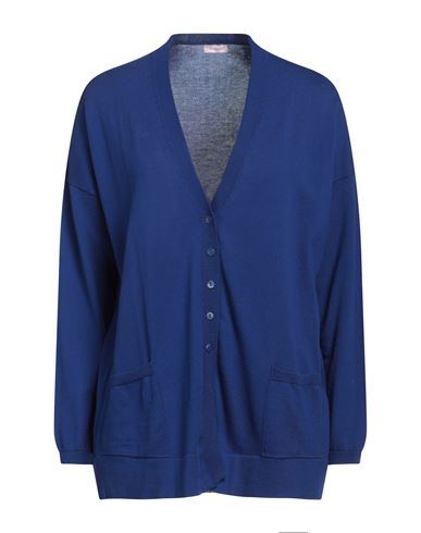 Shop Rossopuro Woman Cardigan Bright Blue Size M Cotton