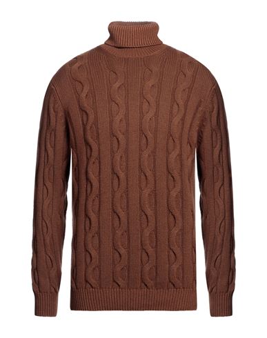 Filippo De Laurentiis Man Turtleneck Brown Size 44 Merino Wool, Silk, Cashmere