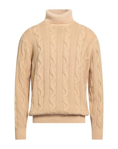 Filippo De Laurentiis Man Turtleneck Beige Size 44 Merino Wool, Silk, Cashmere