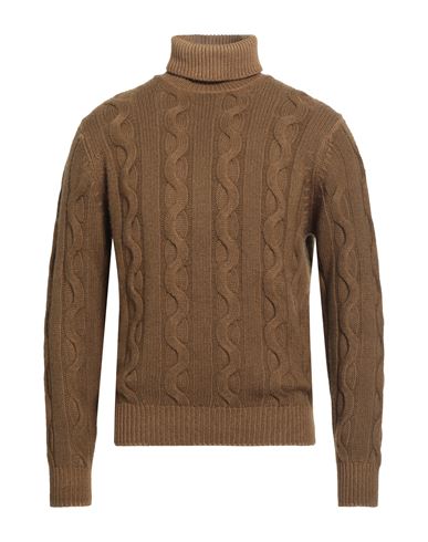 Filippo De Laurentiis Man Turtleneck Camel Size 44 Merino Wool, Silk, Cashmere In Brown