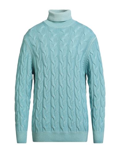 Filippo De Laurentiis Man Turtleneck Sky Blue Size 44 Merino Wool, Silk, Cashmere In Blue
