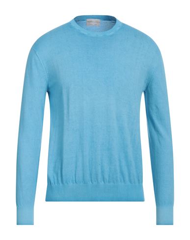Settefili Cashmere Man Sweater Azure Size 42 Cotton In Blue