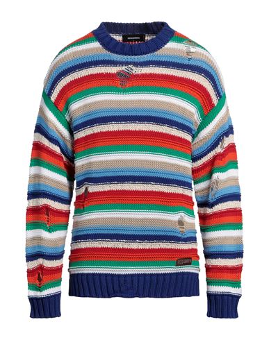 Dsquared2 Man Sweater Bright Blue Size M Cotton, Linen
