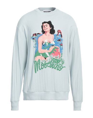 Moschino Man Sweater Sky Blue Size 44 Cotton