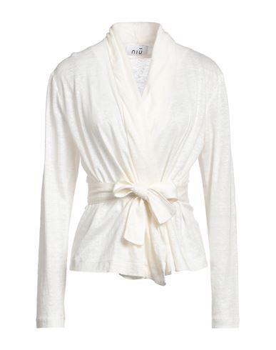 Niū Woman Cardigan Cream Size Xl Linen In White