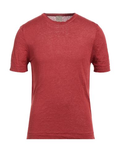 H953 Man T-shirt Brick Red Size 40 Linen