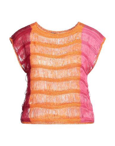 Shop Alberta Ferretti Woman Sweater Orange Size 10 Linen