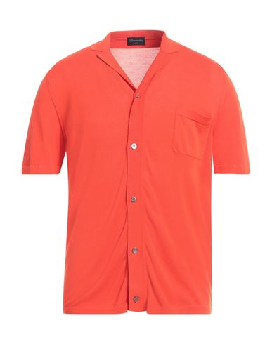 Shop Drumohr Man Shirt Orange Size 38 Cotton