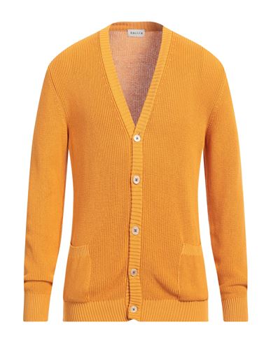 Shop Gallia Man Cardigan Orange Size 42 Cotton