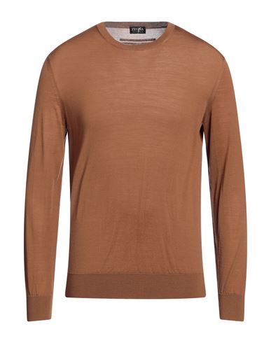 Zegna Man Sweater Brown Size 40 Wool