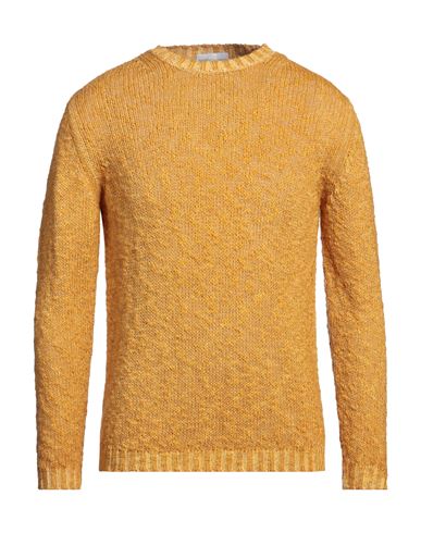 Settefili Cashmere Man Sweater Ocher Size 42 Linen, Cotton, Viscose, Polyamide In Yellow