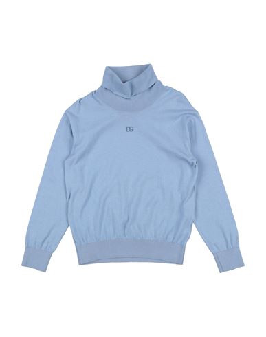 Dolce & Gabbana Toddler Boy Turtleneck Light Blue Size 7 Cotton, Cashmere In Blue