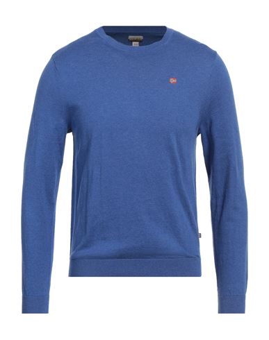 Napapijri Man Sweater Blue Size L Cotton In Blue