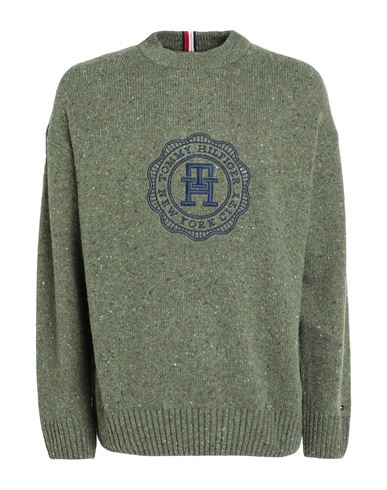 Tommy Hilfiger Man Sweater Military Green Size L Wool, Polyamide, Viscose