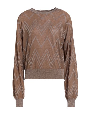 Only Woman Sweater Camel Size M Ecovero Viscose, Metallic Fiber In Beige