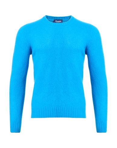 Drumohr Man Sweater Azure Size 44 Lambswool In Blue