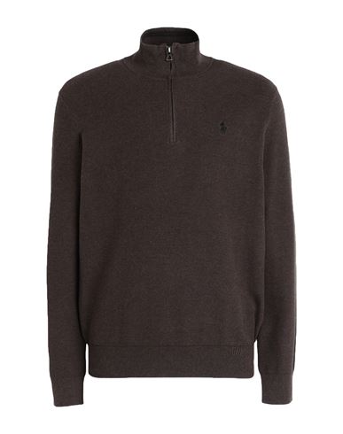 Polo Ralph Lauren Mesh-knit Cotton Quarter-zip Sweater Man Turtleneck Brown Size Xxl Cotton