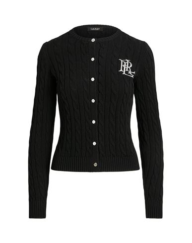 Lauren Ralph Lauren Cable-knit Cotton Cardigan Woman Cardigan Black Size Xl Cotton