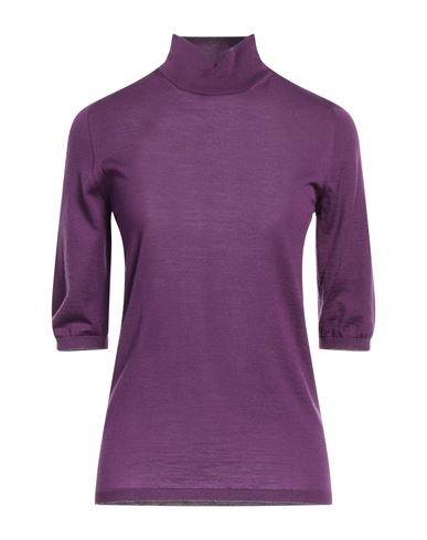 Max Mara Woman Turtleneck Purple Size M Virgin Wool