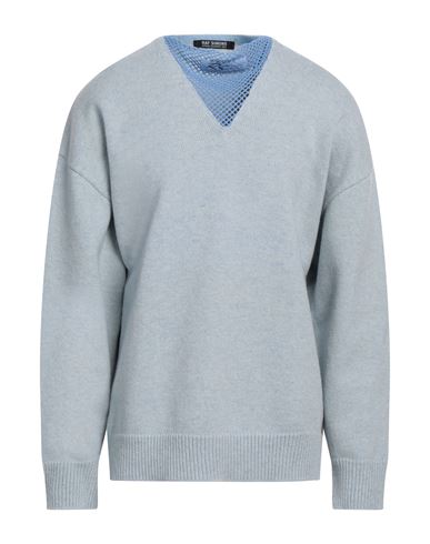 Raf Simons Man Sweater Azure Size L Virgin Wool In Blue