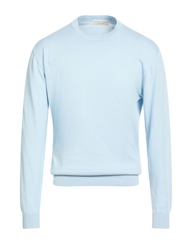 Filippo De Laurentiis Man Sweater Sky Blue Size 46 Cotton In Blue