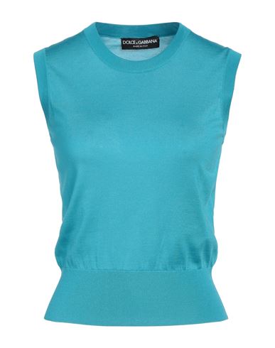 Dolce & Gabbana Woman Sweater Turquoise Size 4 Silk In Blue